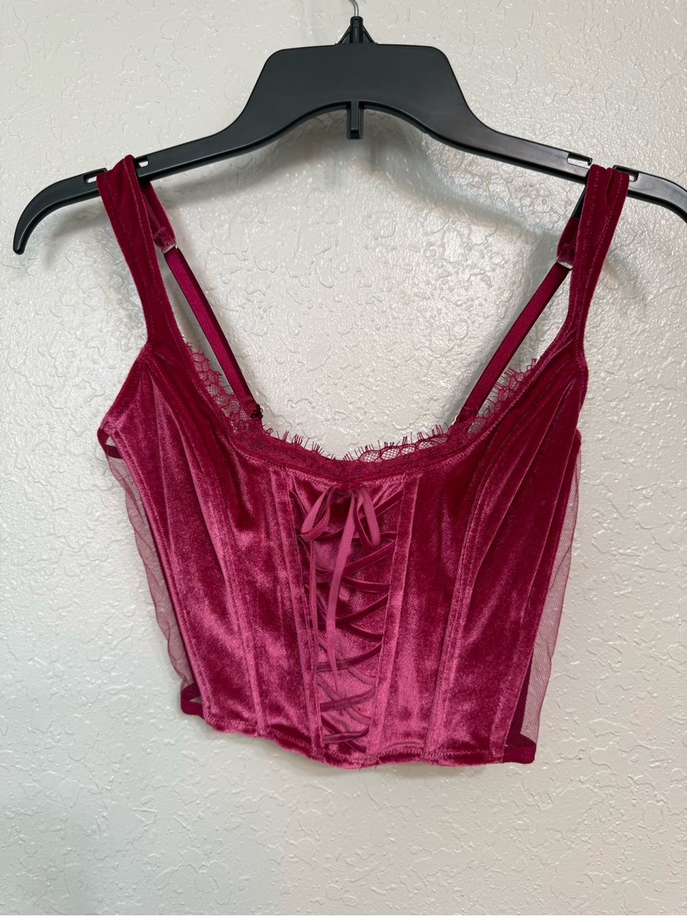 Victoria Secret Velvet Lace-Up Cropped Tank Top